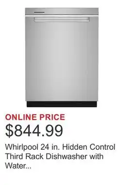 Costco Whirlpool 24 in. Hidden Control Third Rack Dishwasher with Water Repellent Silverware Basket offer