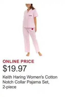 Costco Keith Haring Women's Cotton Notch Collar Pajama Set, 2-piece offer