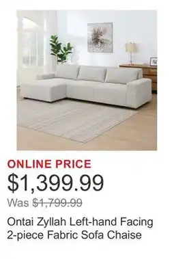 Costco Ontai Zyllah Left-hand Facing 2-piece Fabric Sofa Chaise offer