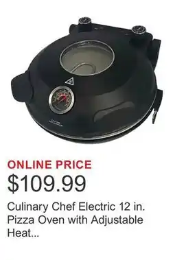 Costco Culinary Chef Electric 12 in. Pizza Oven with Adjustable Heat Control and Removable Pizza Stone offer