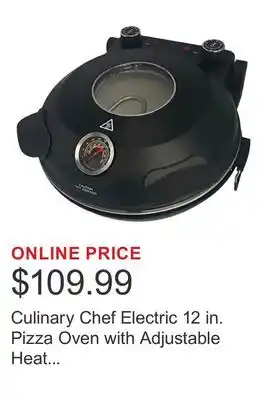 Costco Culinary Chef Electric 12 in. Pizza Oven with Adjustable Heat Control and Removable Pizza Stone offer