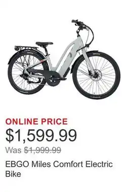 Costco EBGO Miles Comfort Electric Bike offer