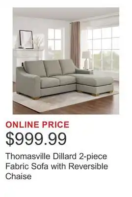 Costco Thomasville Dillard 2-piece Fabric Sofa with Reversible Chaise offer