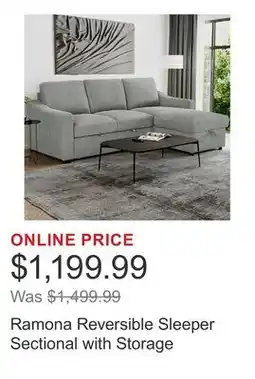 Costco Ramona Reversible Sleeper Sectional with Storage offer