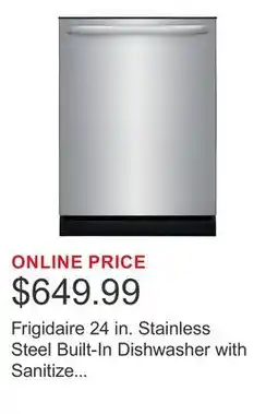Costco Frigidaire 24 in. Stainless Steel Built-In Dishwasher with Sanitize Cycle offer