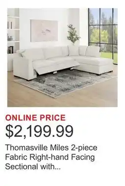 Costco Thomasville Miles 2-piece Fabric Right-hand Facing Sectional with Power Footrests offer