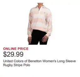 Costco United Colors of Benetton Women's Long Sleeve Rugby Stripe Polo offer