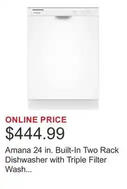 Costco Amana 24 in. Built-In Two Rack Dishwasher with Triple Filter Wash System offer