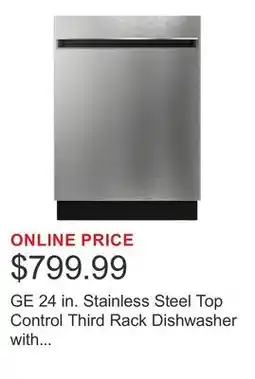 Costco GE 24 in. Stainless Steel Top Control Third Rack Dishwasher with Steam and Sanitize Option offer