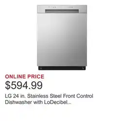 Costco LG 24 in. Stainless Steel Front Control Dishwasher with LoDecibel Operation and Dynamic Drys offer