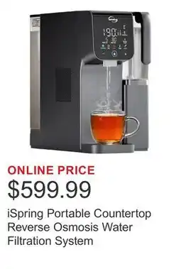 Costco iSpring Portable Countertop Reverse Osmosis Water Filtration System offer