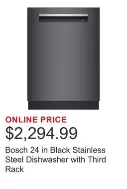 Costco Bosch 24 in Black Stainless Steel Dishwasher with Third Rack offer