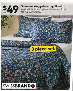 Giant Tiger Queen or king printed quilt set offer