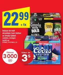 Maxi BOISSON DE MALT ALCOOLISÉE COORS SELTZER OU SIMPLY SPIKED offer