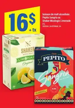 Maxi BOISSON DE MALT ALCOOLISÉE PEPITO SANGRIA OU SHAKER MIXOLOGIE LIMONADE offer