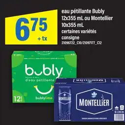 Maxi EAU PÉTILLANTE BUBLY, 12X355 ML OU MONTELLIER, 10X355 ML offer