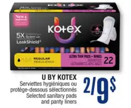 Jean Coutu U BY KOTEX Selected sanitary pads and panty liners offer