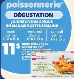Provigo HORS-D'ŒUVRE DE CREVETTES PC, 340-454 G | PC SHRIMP APPETIZERS offer