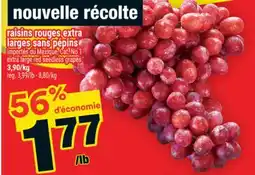 Super C raisins rouges extra larges sans pépins | extra large red seedless grapes offer