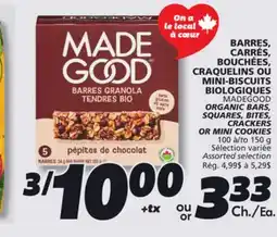 IGA MADEGOOD ORGANIC BARS, SQUARES, BITES, CRACKERS OR MINI COOKIES offer