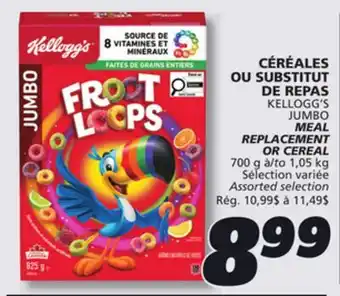 IGA KELLOGG'S JUMBO MEAL REPLACEMENT OR CEREAL offer