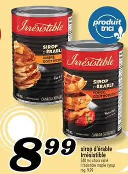 Marché Richelieu sirop d'érable Irrésistible | Irrésistible maple syrup offer
