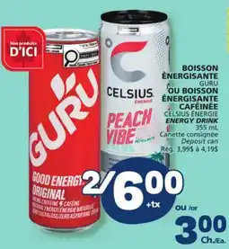 Marché Bonichoix GURU or CELSIUS ENERGY DRINK offer