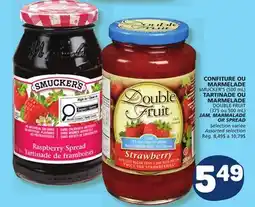 Marché Bonichoix SMUCKER'S (500 mL) JAM, MARMALADE OR DOUBLE FRUIT (375 ou 500 mL) SPREAD offer