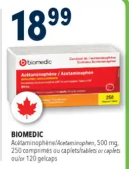 Familiprix BIOMEDIC Acetaminophen, 500 mg or tablets or caplets 120gelcaps offer