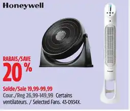 Canadian Tire Honeywell Selected Fans offer