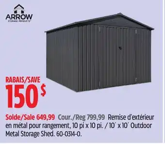 Canadian Tire 10´ x 10´ Outdoor Metal Storage Shed offer