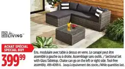 Canadian Tire Sectional Set with Glass Tabletop. Chaise can go on the left or right side. Tool-free assembly offer