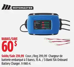 Canadian Tire MOTOMASTER 3-Bank 15A Onboard Battery Charger offer