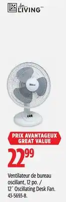 Canadian Tire Ventilateur de bureau oscillant, 12 po offer