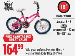 Canadian Tire Vélo pour enfants Monster High offer