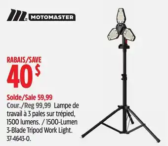 Canadian Tire MOTOMASTER 1500-Lumen 3-Blade Tripod Work Light offer