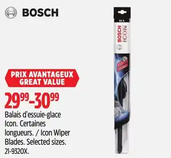 Canadian Tire BOSCH Icon Wiper Blades offer