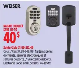 Canadian Tire WEISER Selected Deadbolts, Electronic Locks and Locksets offer