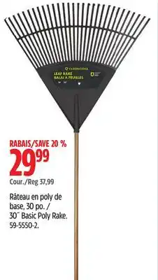 Canadian Tire Yardworks 30˝ Basic Poly Rake offer