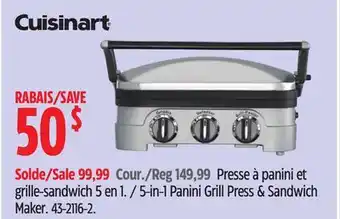 Canadian Tire Cuisinart 5-in-1 Panini Grill Press & Sandwich Maker offer