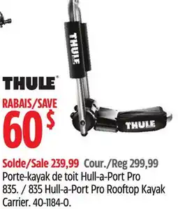 Canadian Tire Thule 835 Hull-a-Port Pro Rooftop Kayak Carrier offer