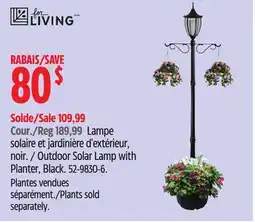 Canadian Tire Outdoor Solar Lamp with Planter, Black offer