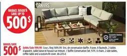 Canadian Tire CANVAS Baffin Conversation Set, 9-Pc. 6 chairs, 2 side tables, coffee table and a custom-fit cover offer