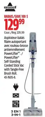 Canadian Tire Bissell PowerLifter Self-Standing Corded Stick Vac with Tangle-Free Brush Roll offer