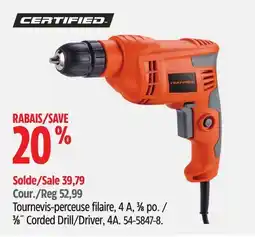 Canadian Tire 3⁄8˝ Corded Drill/Driver, 4A offer