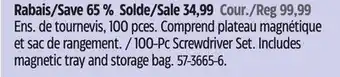 Canadian Tire Mastercraft 100-Pc Screwdriver Set offer