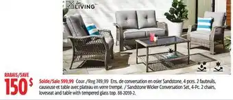 Canadian Tire Sandstone Wicker Conversation Set, 4-Pc offer
