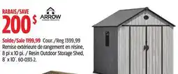 Canadian Tire Arrow Storage Products Resin Outdoor Storage Shed, 8´ x 10´ offer