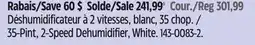 Canadian Tire FOR LIVING 35-Pint, 2-Speed Dehumidifier offer