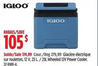 Canadian Tire Igloo 23L Wheeled 12V Power Cooler offer